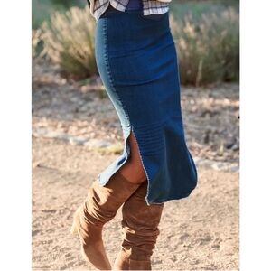 Frank & Eileen Italian performance denim skirt size 4 New
